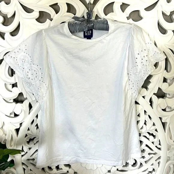 GAP White Flutter Sleeve Tee - Picture 1 of 5